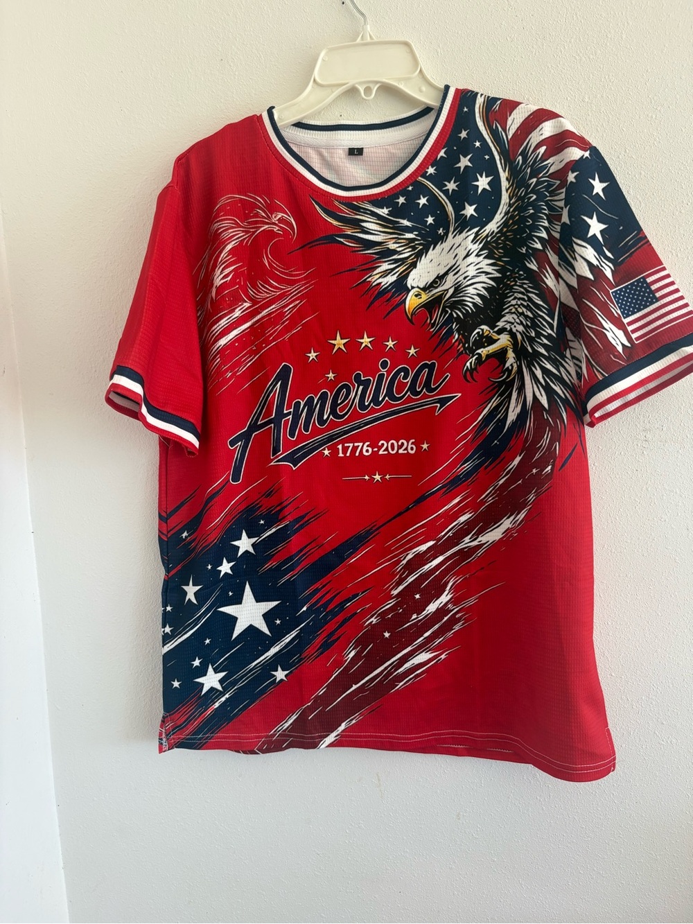 America Graphic Eagle Tee - Red Patriotic Men's Shirt